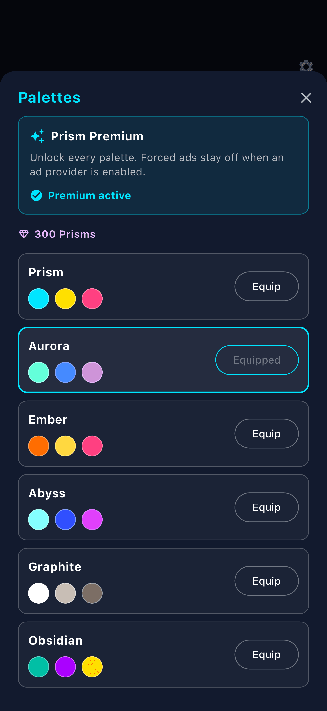 Prism Defense’s color palette picker.
